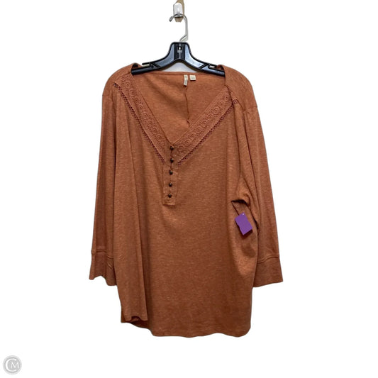 Top Long Sleeve By Cato In Orange, Size: 4x