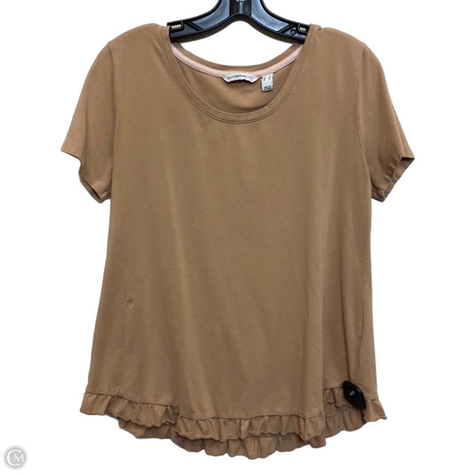 Top Short Sleeve By Isaac Mizrahi Live Qvc In Brown, Size: M