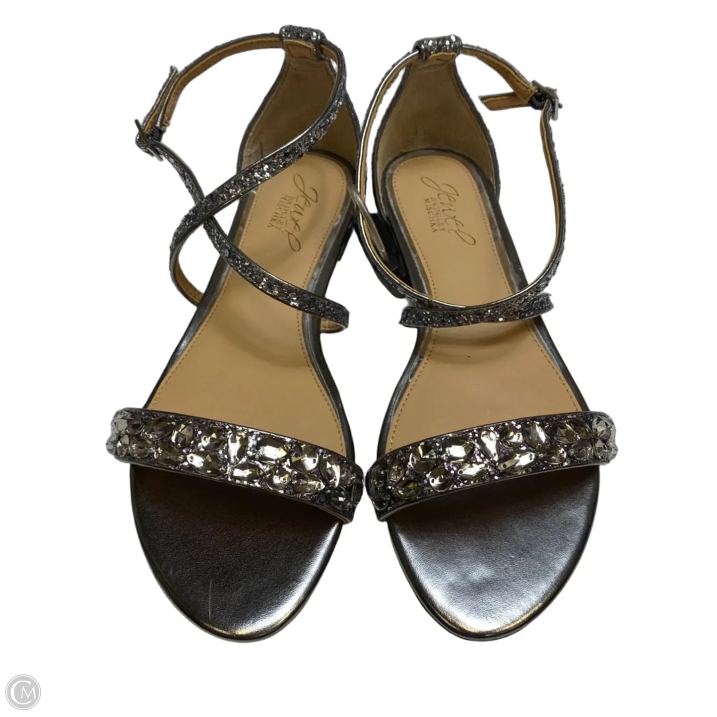 Sandals Designer By Badgley Mischka In Silver, Size: 7