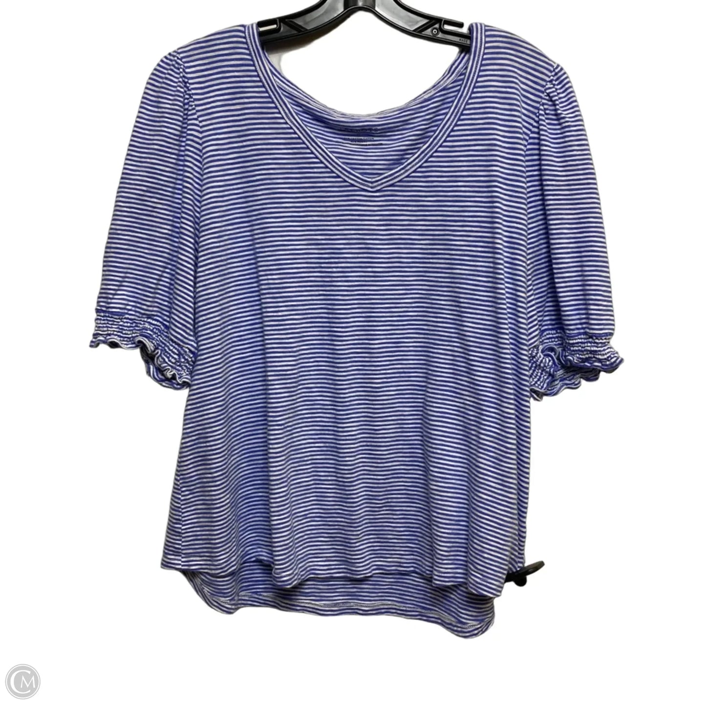 Top Short Sleeve By Talbots In Blue & White, Size: Xl