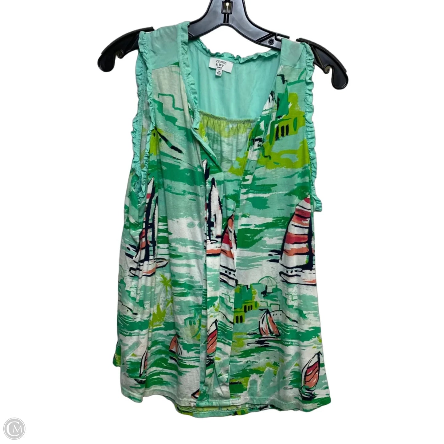 Top Sleeveless By Crown And Ivy In Green, Size: 1x