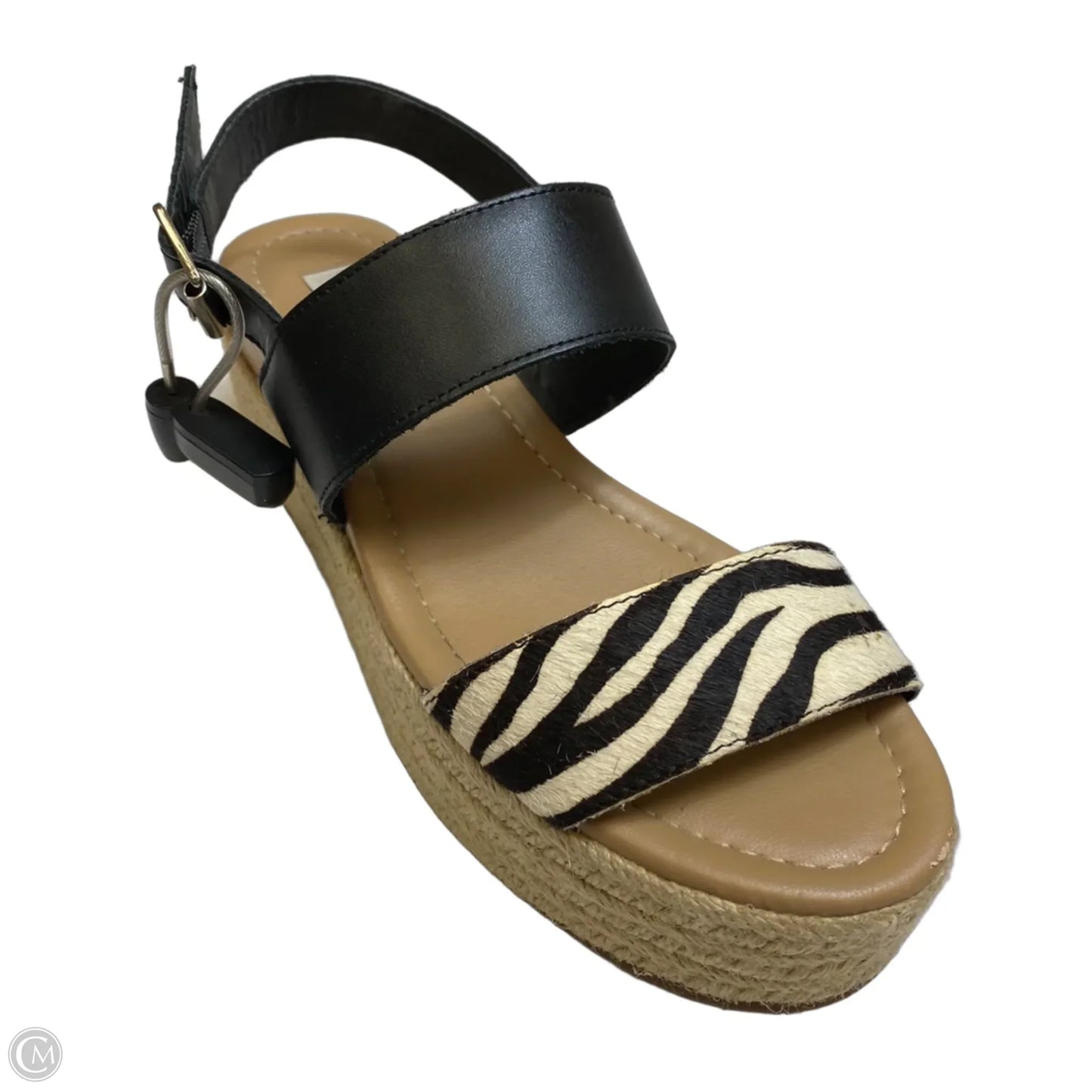 Sandals Heels Platform By Steve Madden In Black & Cream, Size: 8.5