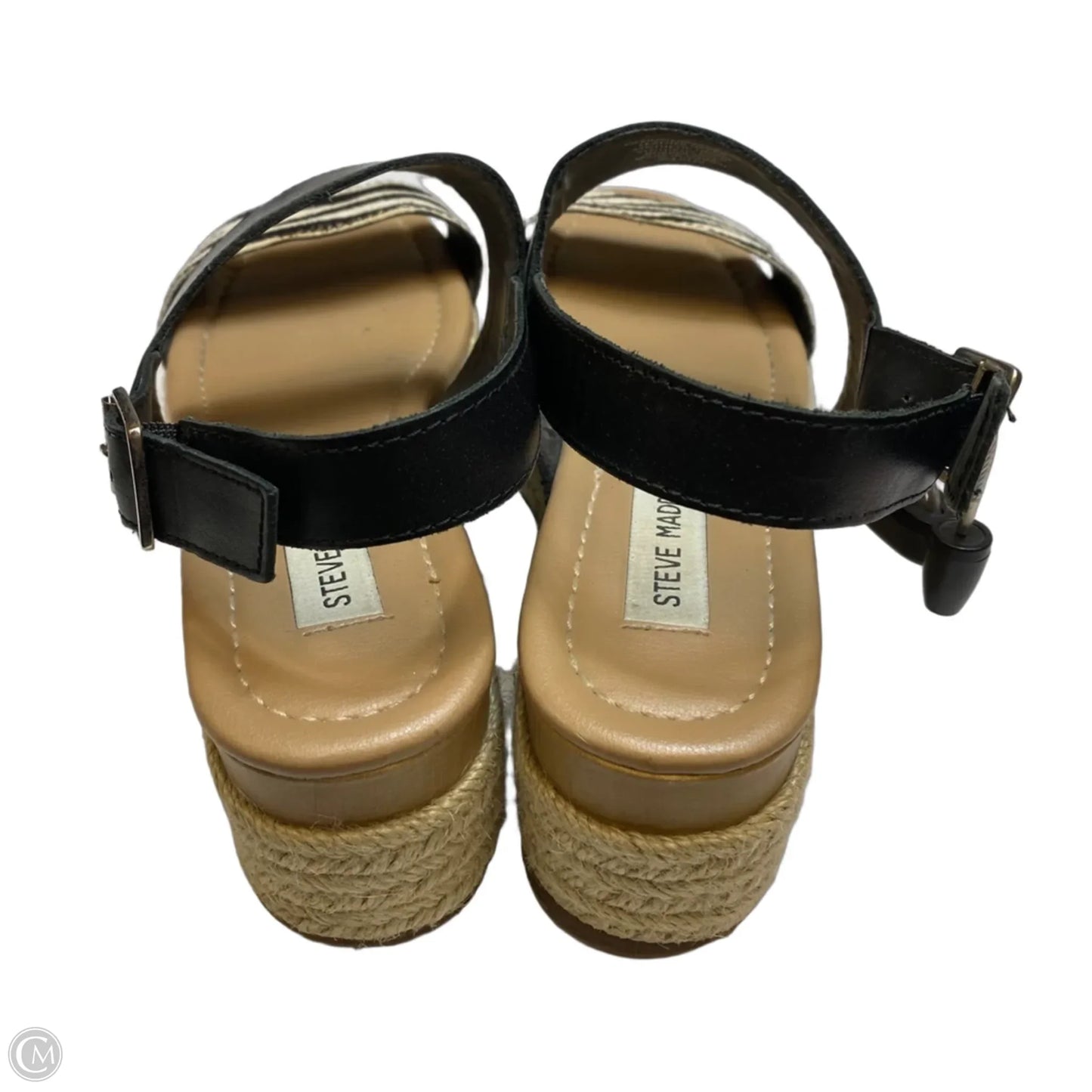 Sandals Heels Platform By Steve Madden In Black & Cream, Size: 8.5