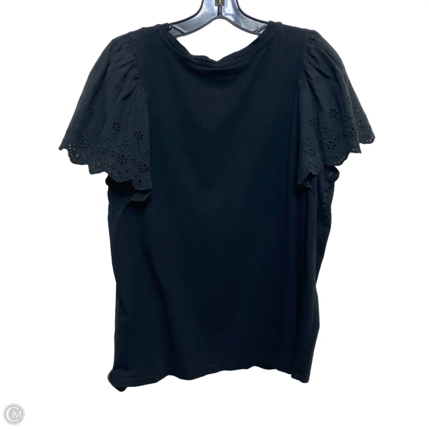 Top Short Sleeve By Ava & Viv In Black, Size: 1x