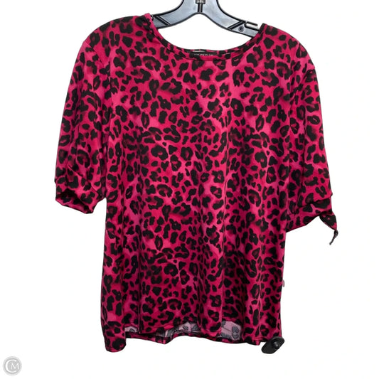 Top Short Sleeve By Ashley Blue In Black & Pink, Size: 1x