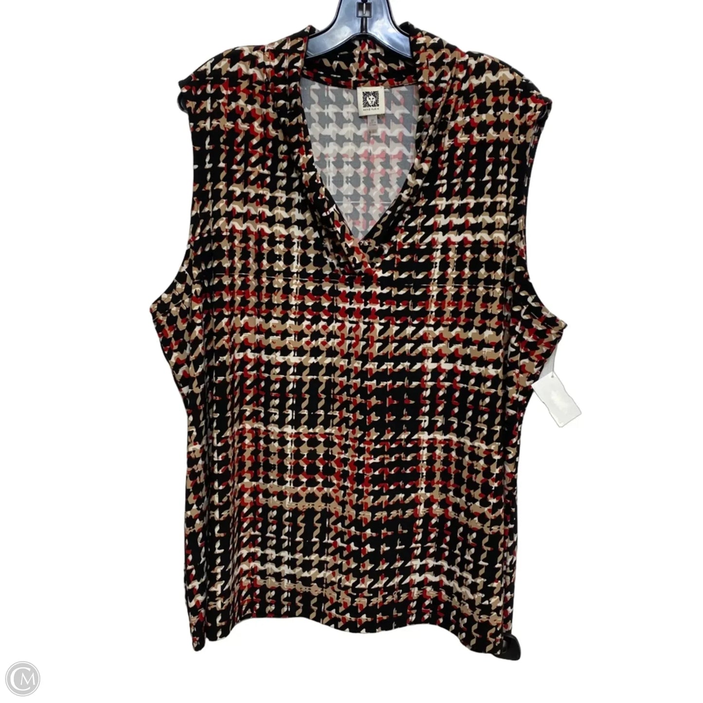 Top Sleeveless By Anne Klein In Black & Red, Size: 3x