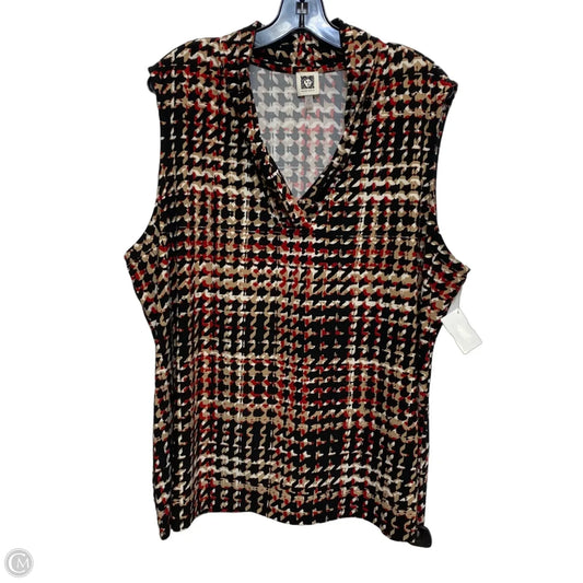 Top Sleeveless By Anne Klein In Black & Red, Size: 3x