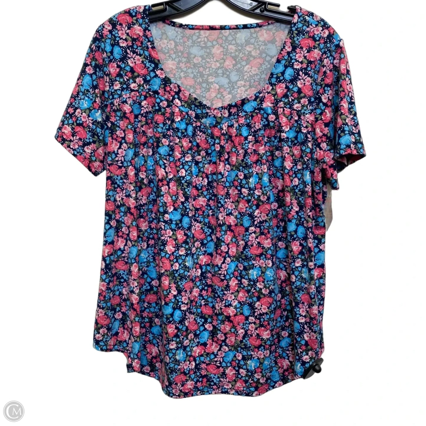 Top Short Sleeve By Cmf In Blue & Pink, Size: L