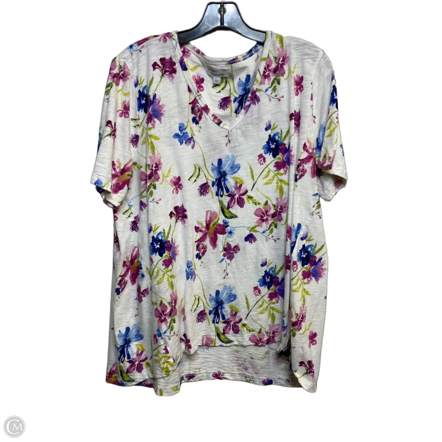 Top Short Sleeve By Chicos In White, Size: Xl