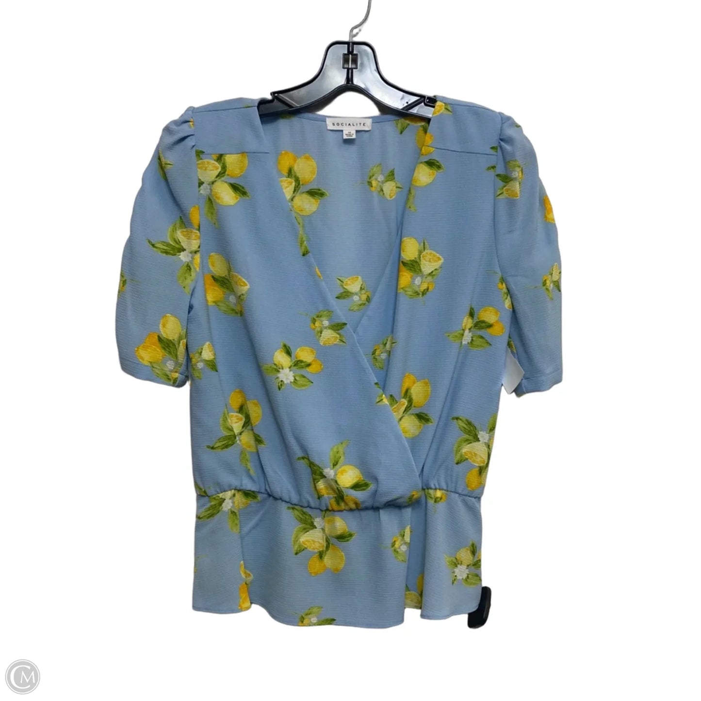 Top Short Sleeve By Socialite In Blue & Yellow, Size: M