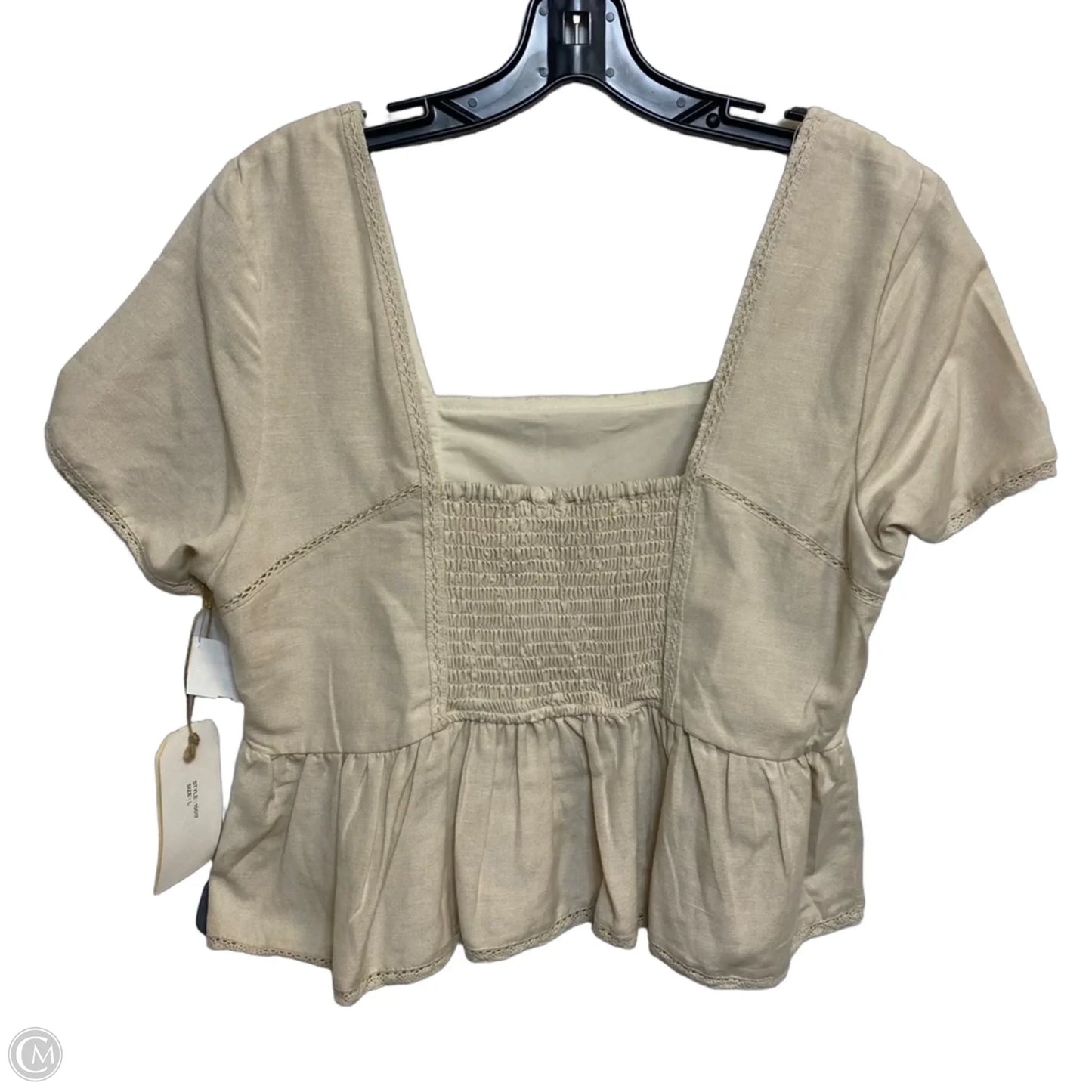 Top Short Sleeve By Mittoshop In Beige, Size: L