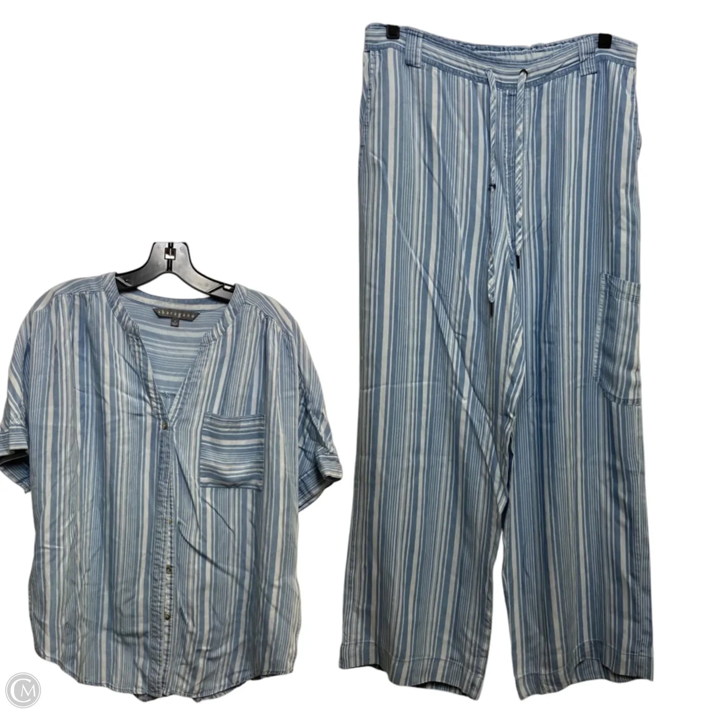 Pants Set 2pc By Sharagano In Blue & White, Size: M