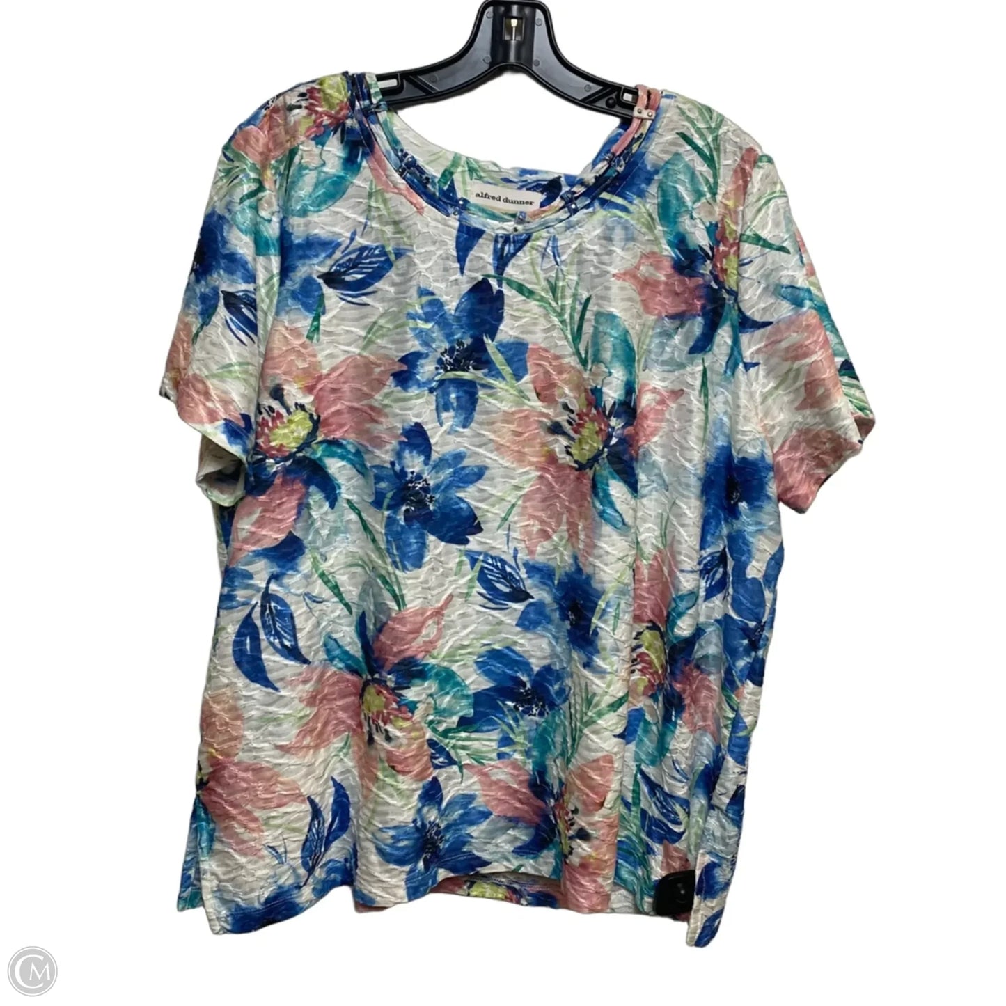 Top Short Sleeve By Alfred Dunner In Blue & Pink, Size: 1x
