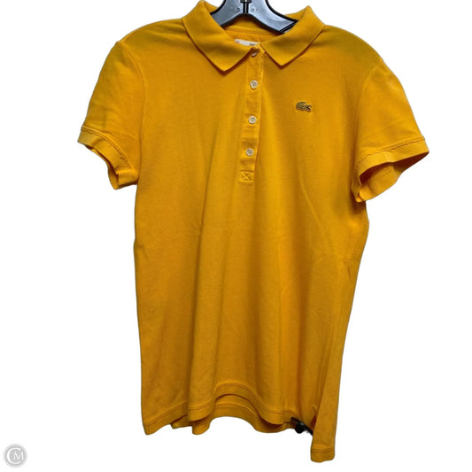 Top Short Sleeve By Lacoste In Orange, Size: L