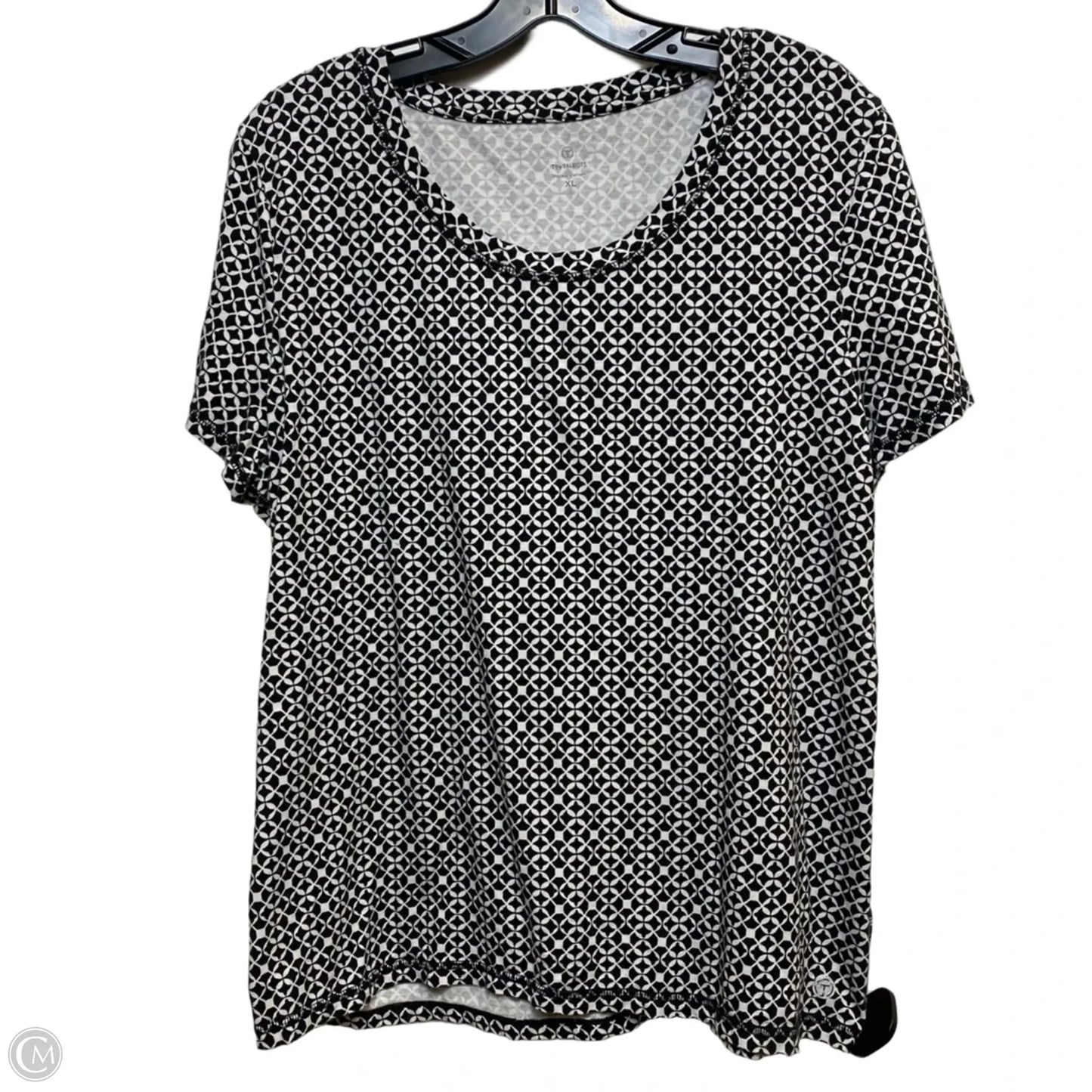 Top Short Sleeve By Talbots In Black & White, Size: Xl