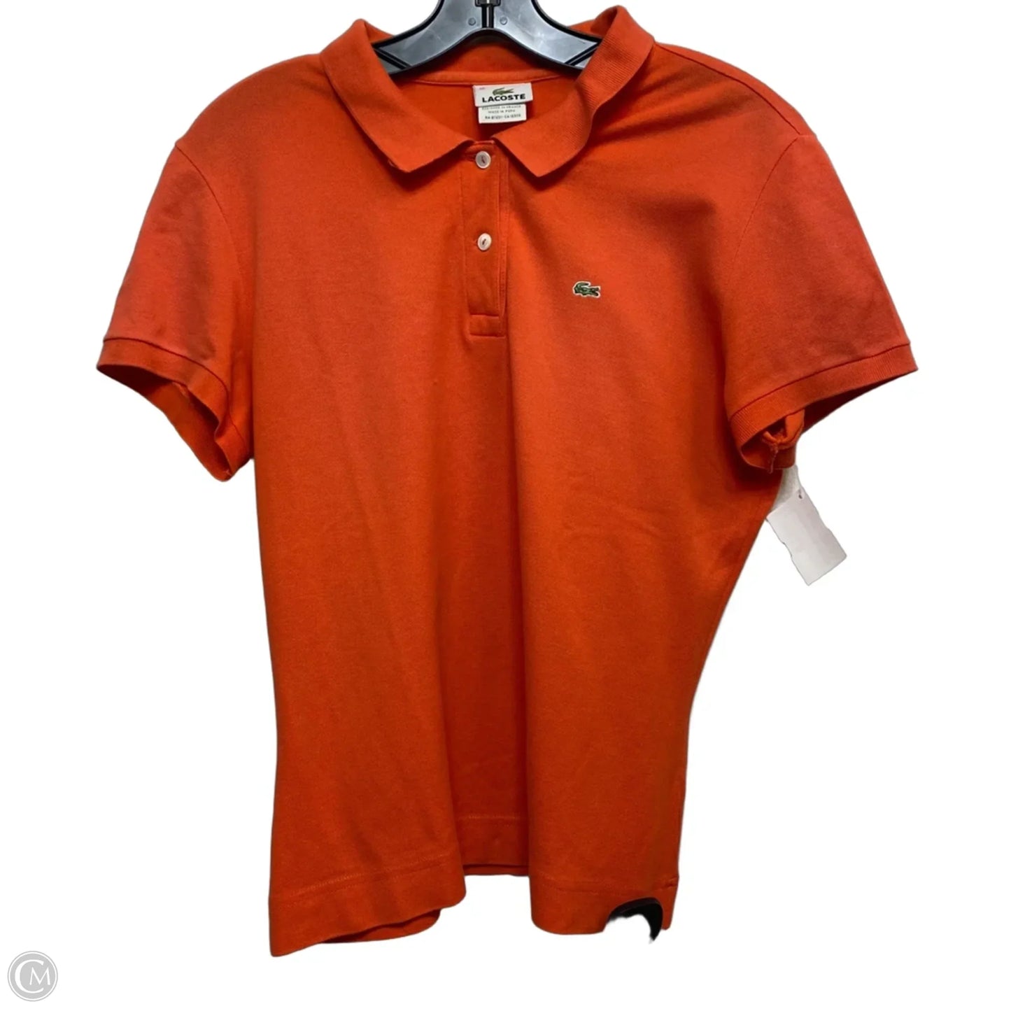 Top Short Sleeve By Lacoste In Orange, Size: L