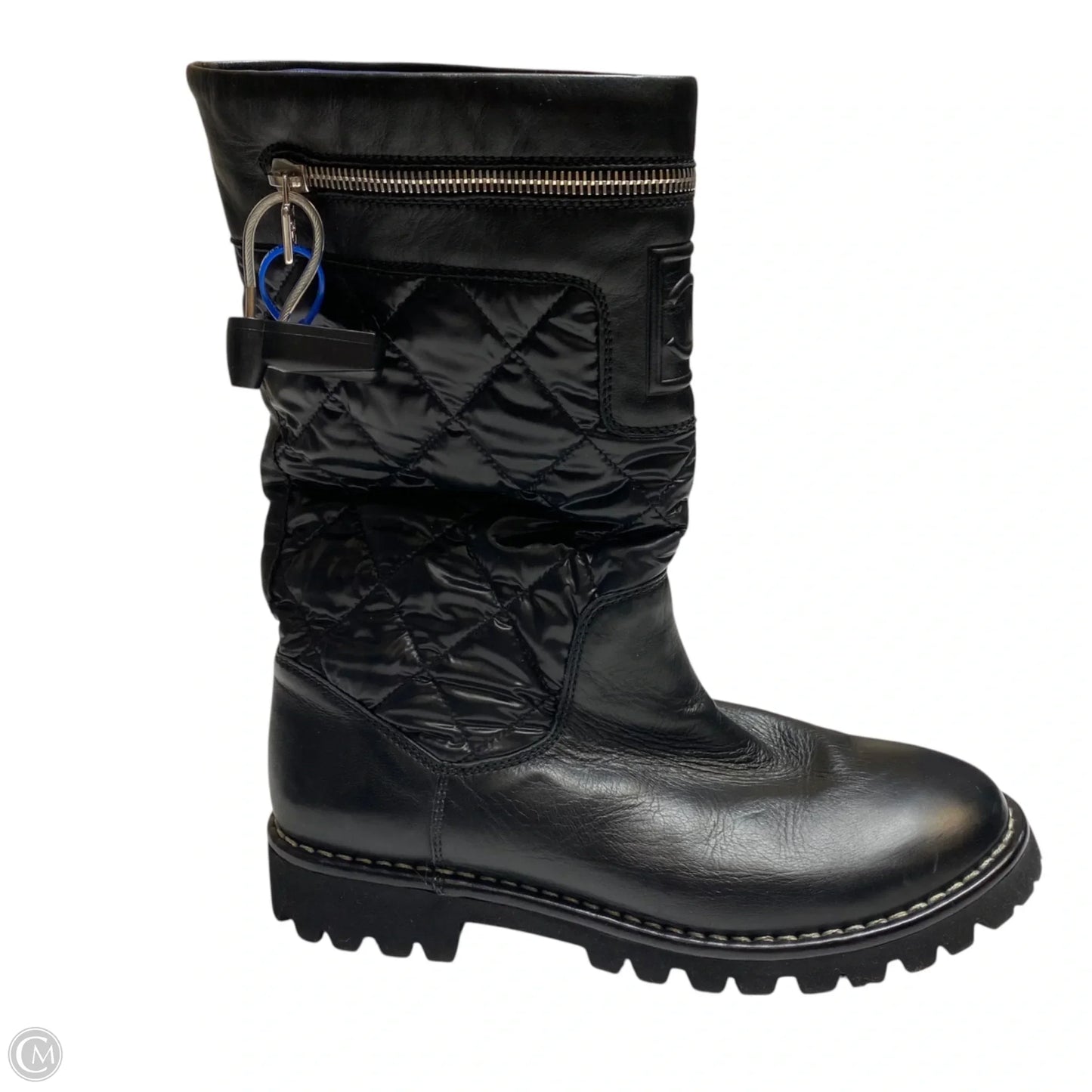 Boots Luxury Designer By Chanel In Black, Size: 9