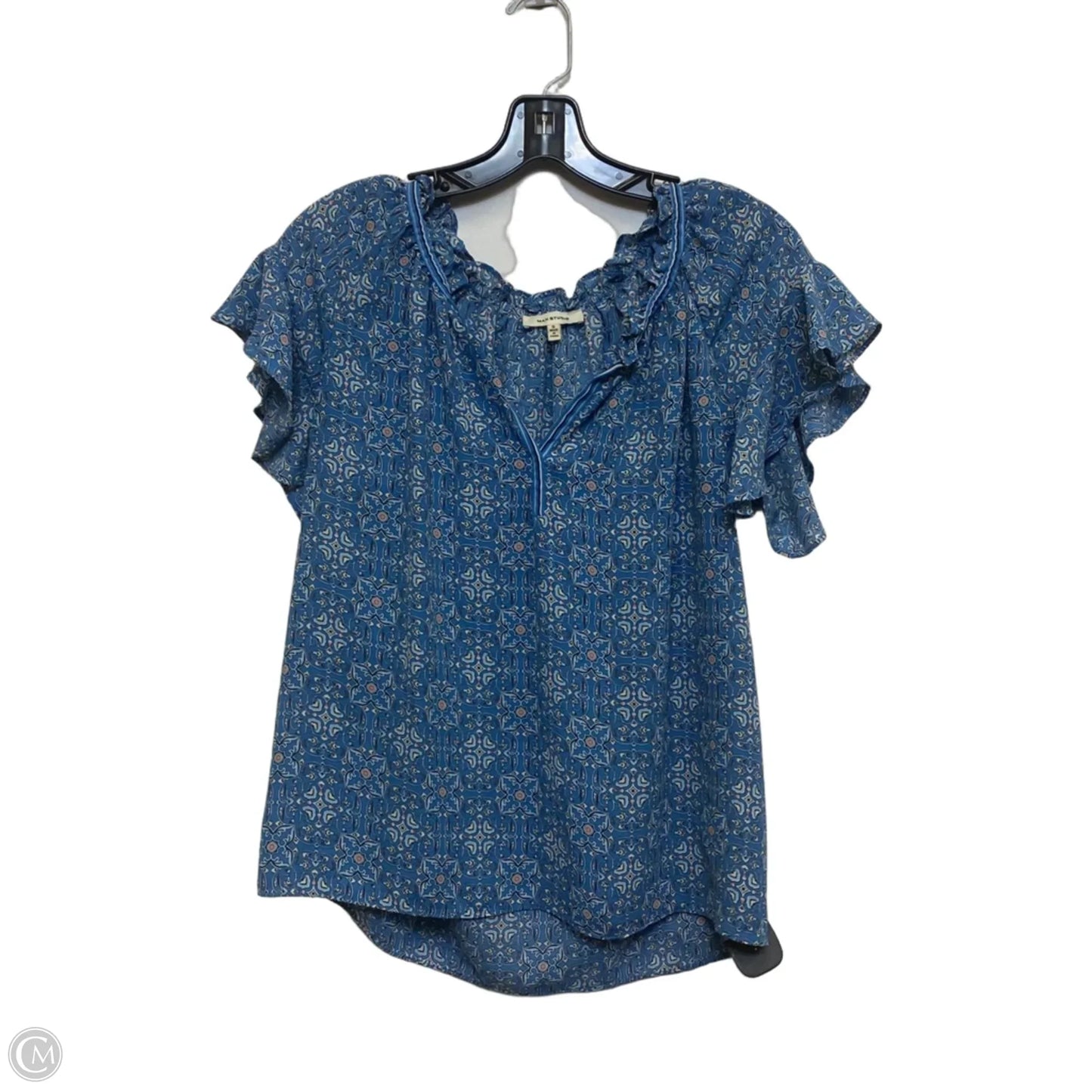 Top Short Sleeve By Max Studio In Blue, Size: S