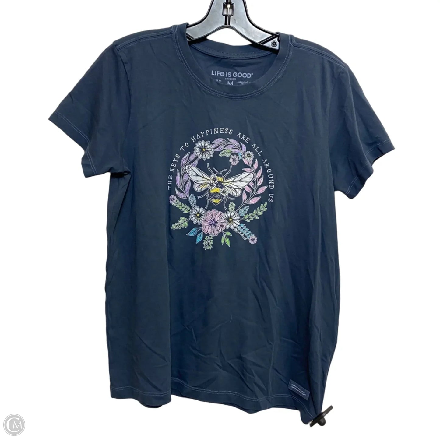 Top Short Sleeve By Life Is Good In Blue, Size: M