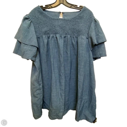 Top Short Sleeve By Shein In Blue, Size: 4x
