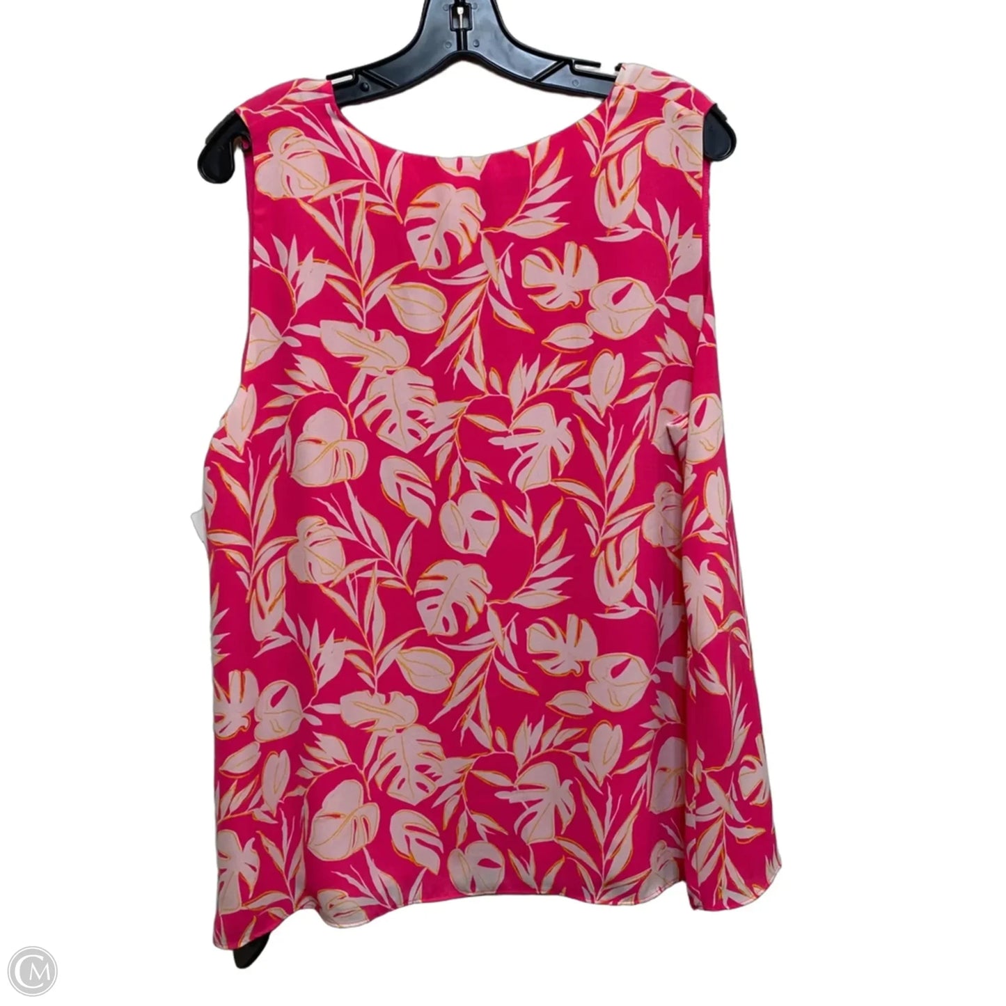 Top Sleeveless By Cato In Pink & White, Size: Xl