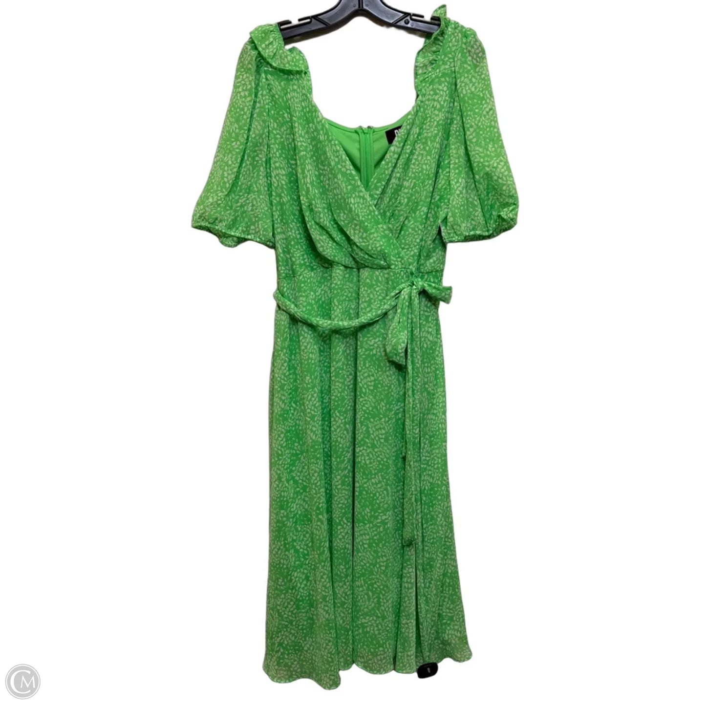 Dress Casual Midi By Dkny In Green & White, Size: Xl