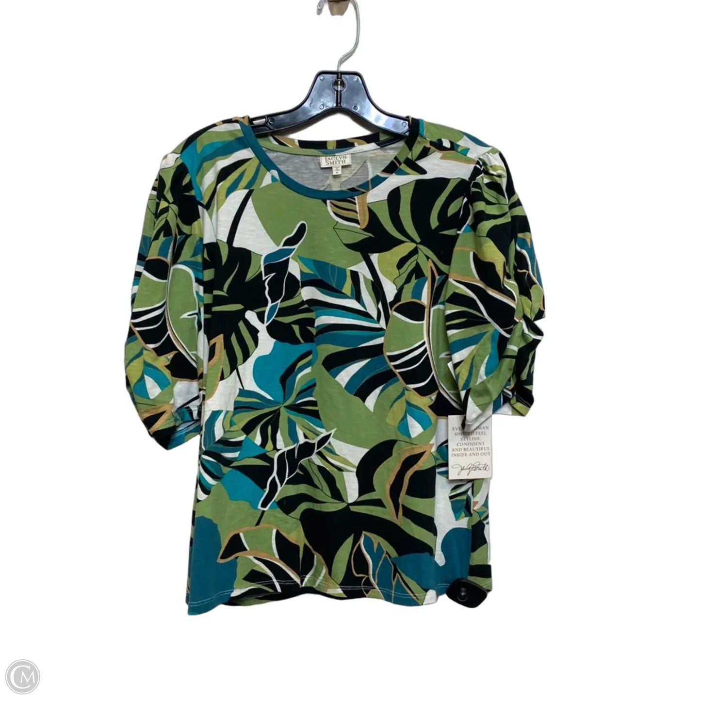 Top Short Sleeve By Jaclyn Smith In Black & Green, Size: M