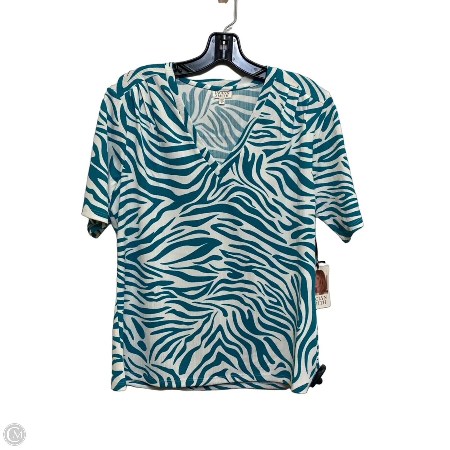Top Short Sleeve By Jaclyn Smith In Cream & Green, Size: M