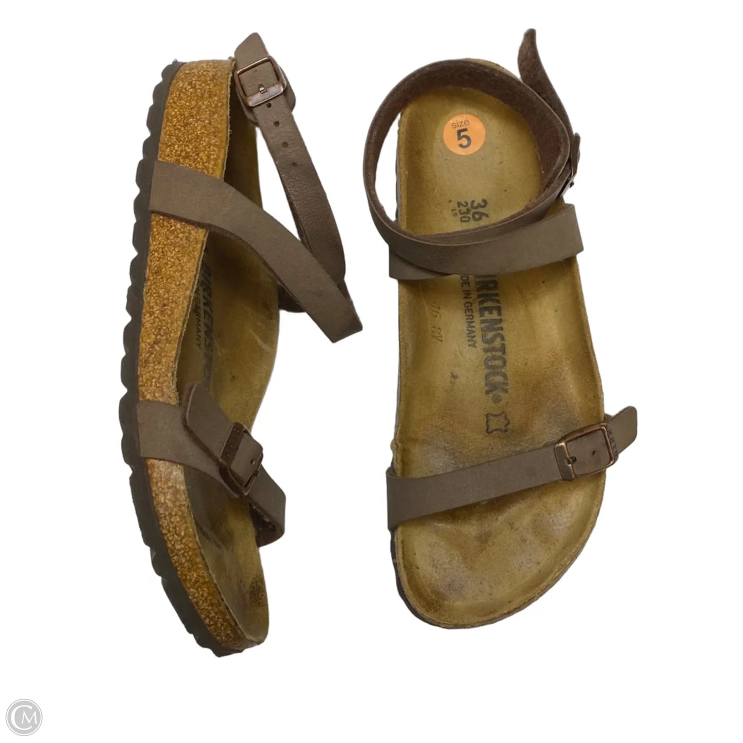 Sandals Flats By Birkenstock In Brown, Size: 5