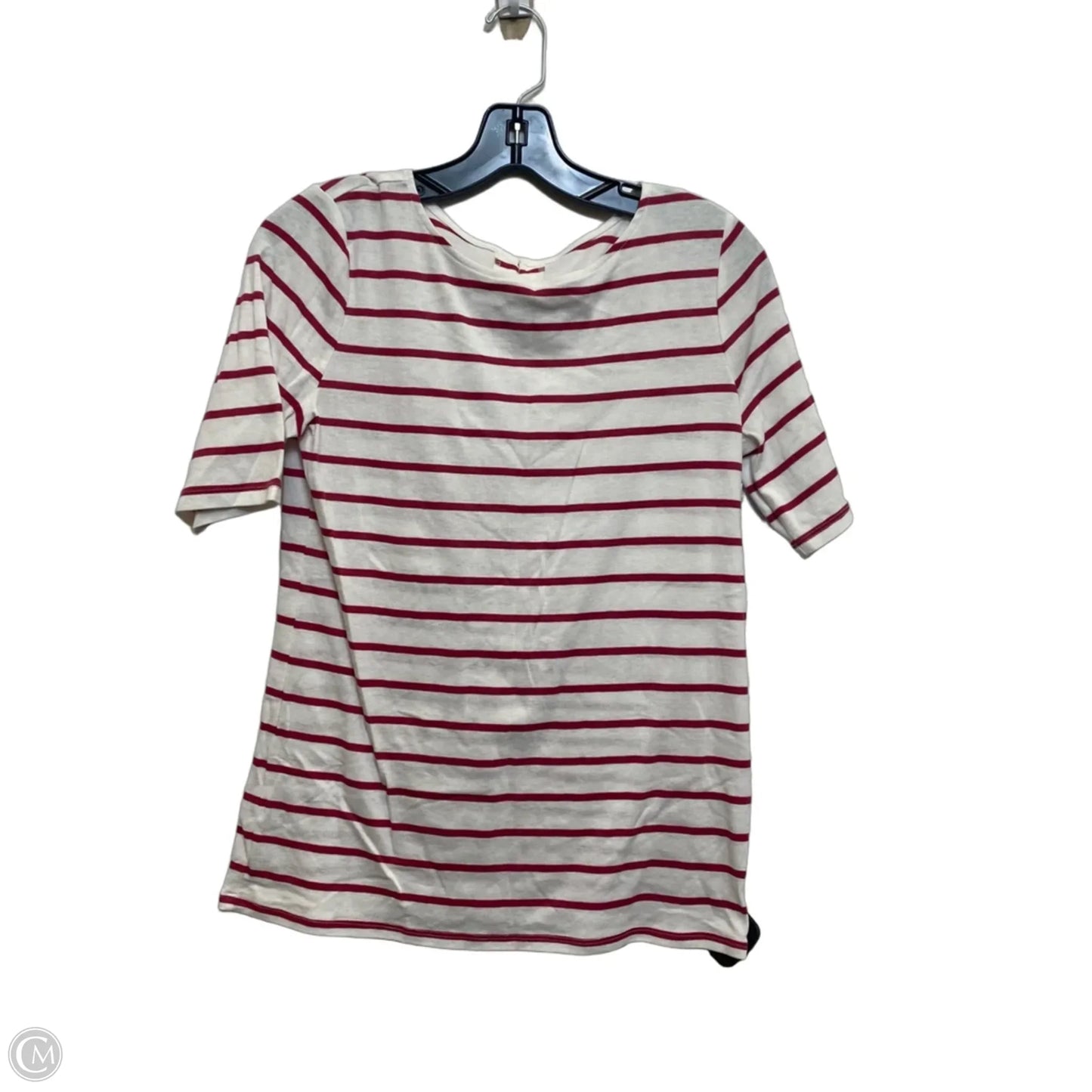 Top Short Sleeve By Loft In Red & White, Size: M