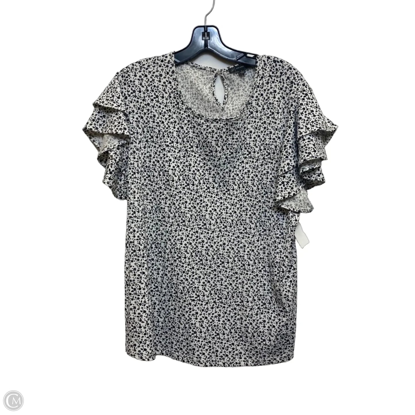 Top Short Sleeve By Adrianna Papell In Black & White, Size: L