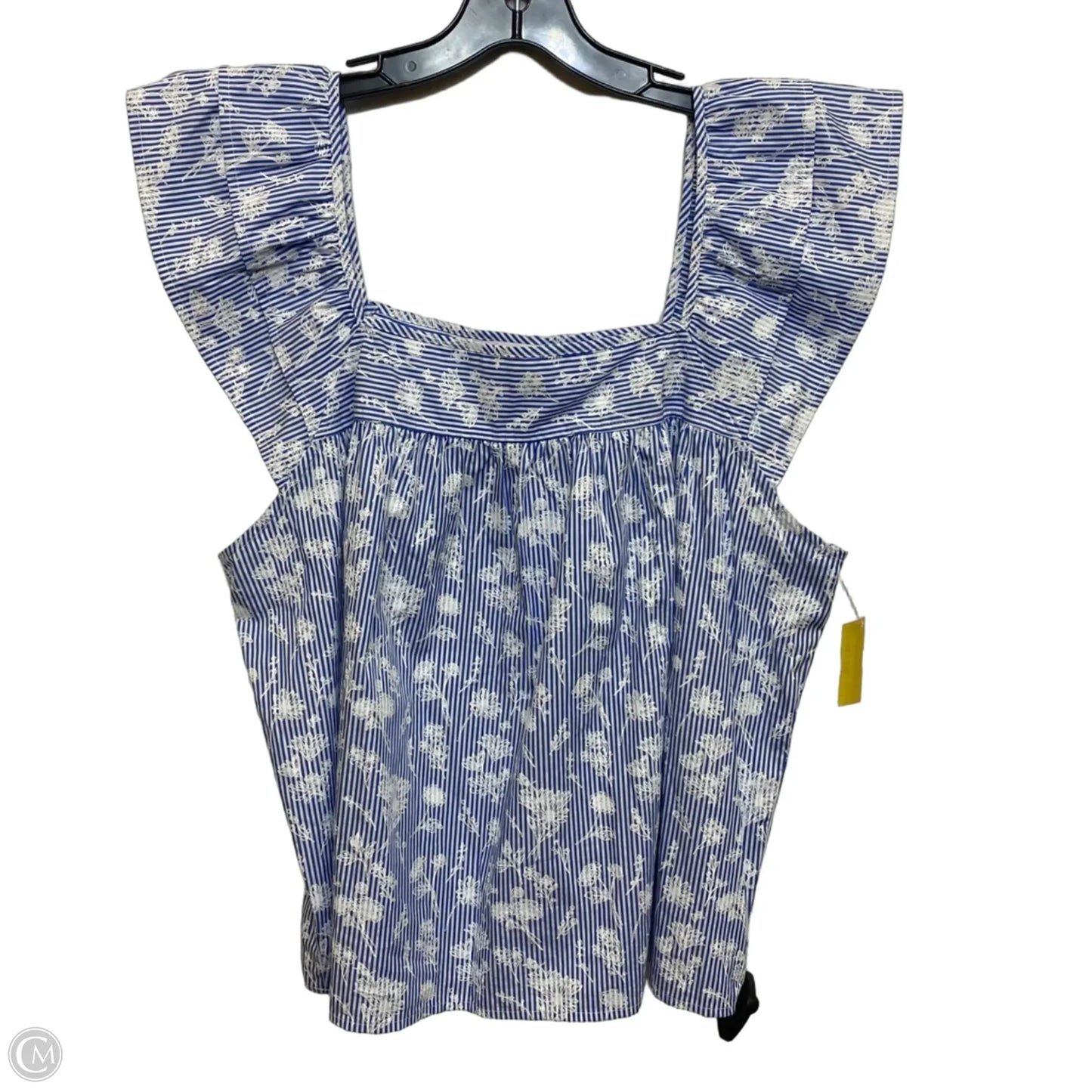 Top Sleeveless By Liverpool In Blue & White, Size: Xl