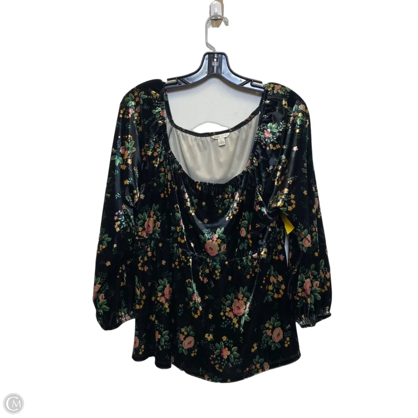 Top Long Sleeve By Cato In Black & Green, Size: L