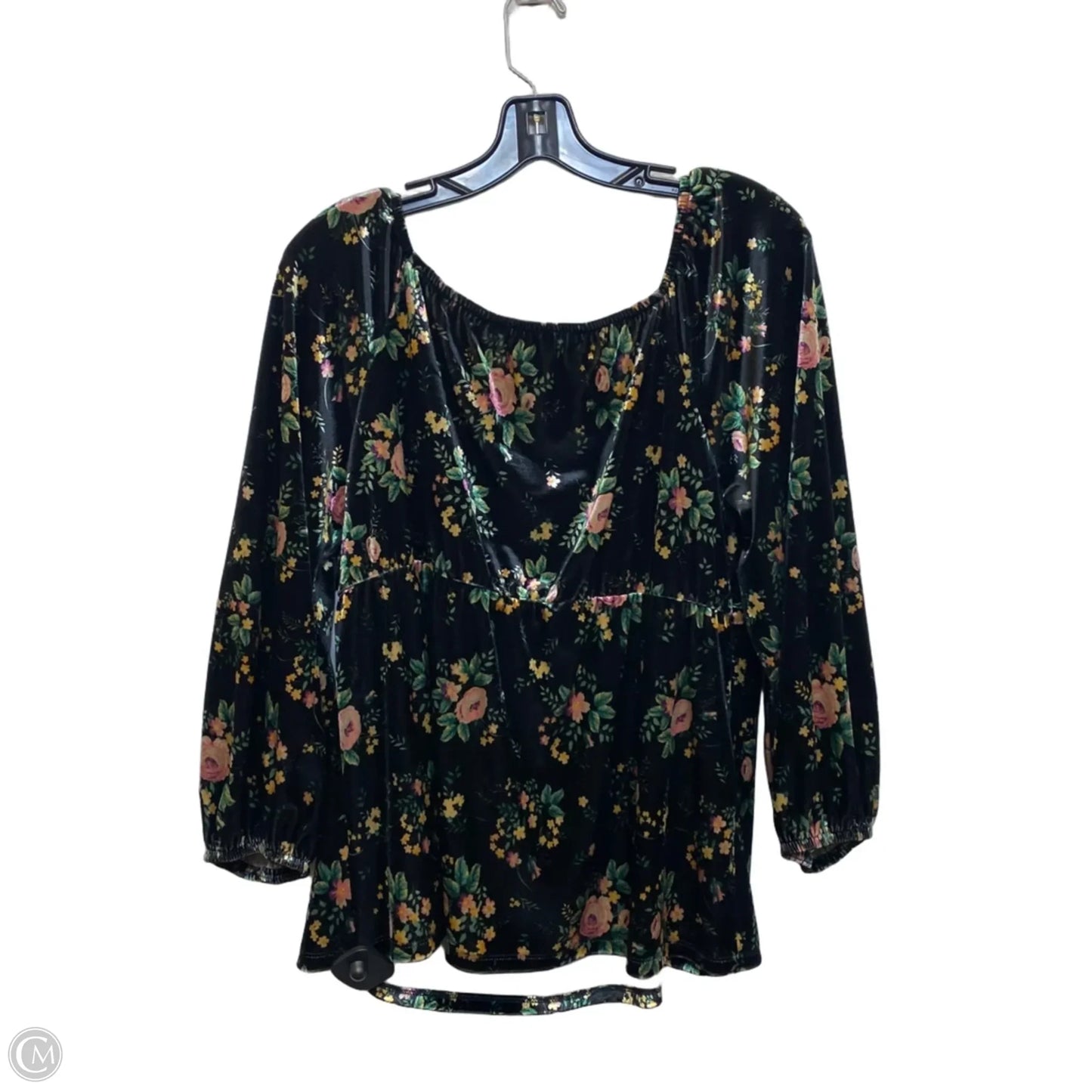 Top Long Sleeve By Cato In Black & Green, Size: L