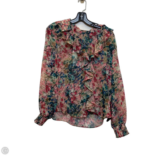 Blouse Long Sleeve By Chicos In Green & Pink, Size: M