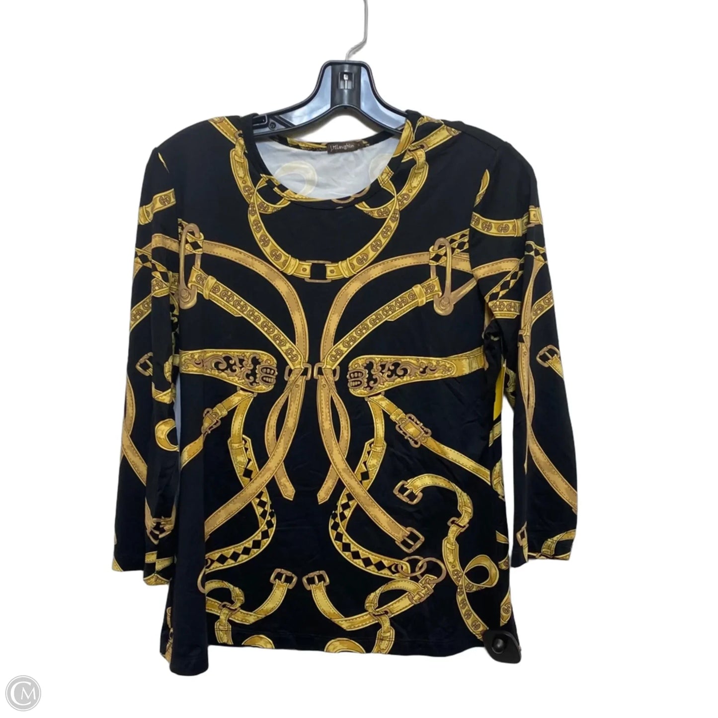 Top 3/4 Sleeve By J Mclaughlin In Black & Brown, Size: M