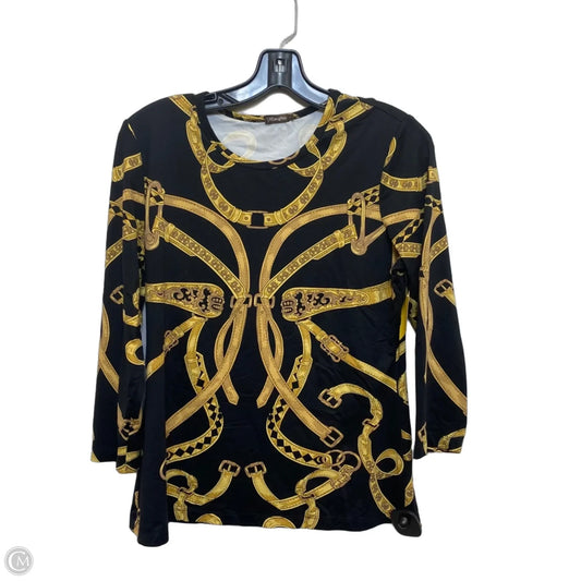 Top 3/4 Sleeve By J Mclaughlin In Black & Brown, Size: M