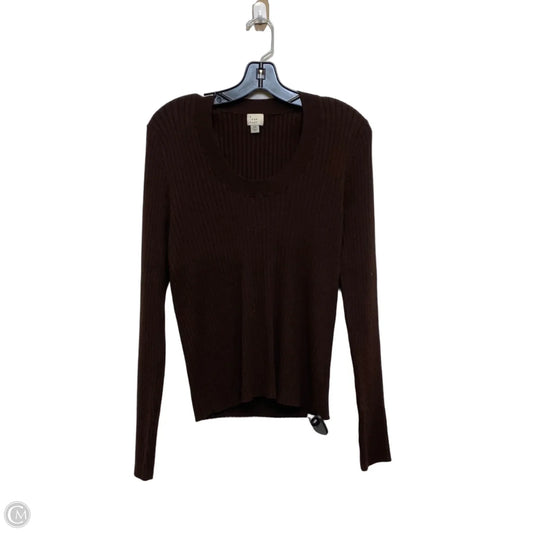 Top Long Sleeve By A New Day In Brown, Size: Xxl