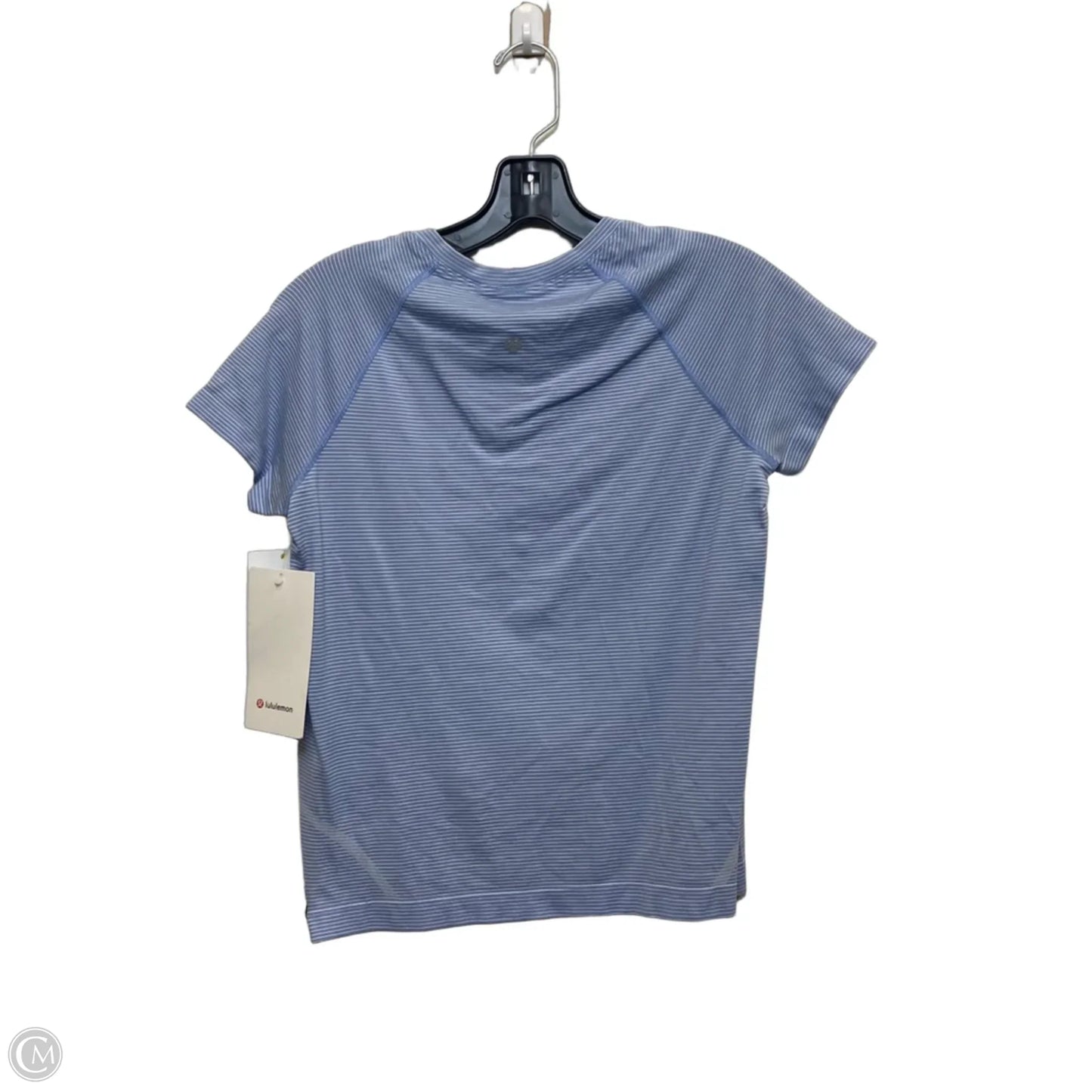 Athletic Top Short Sleeve Designer By Lululemon In Blue & White, Size: M