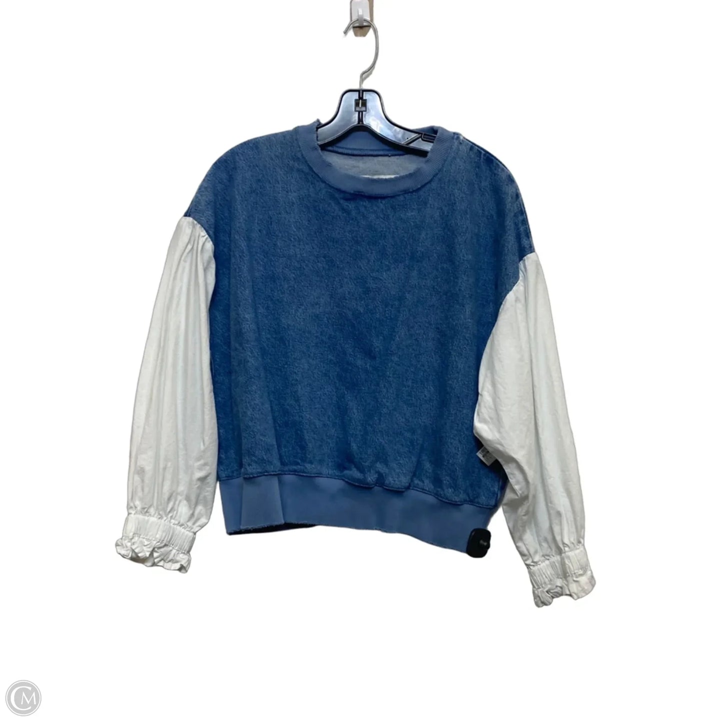 Top Long Sleeve By Zara In Blue Denim, Size: M