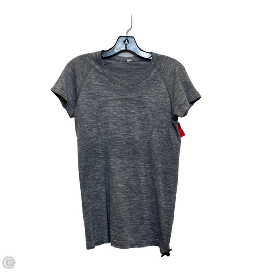 Athletic Top Short Sleeve Designer By Lululemon In Grey, Size: M