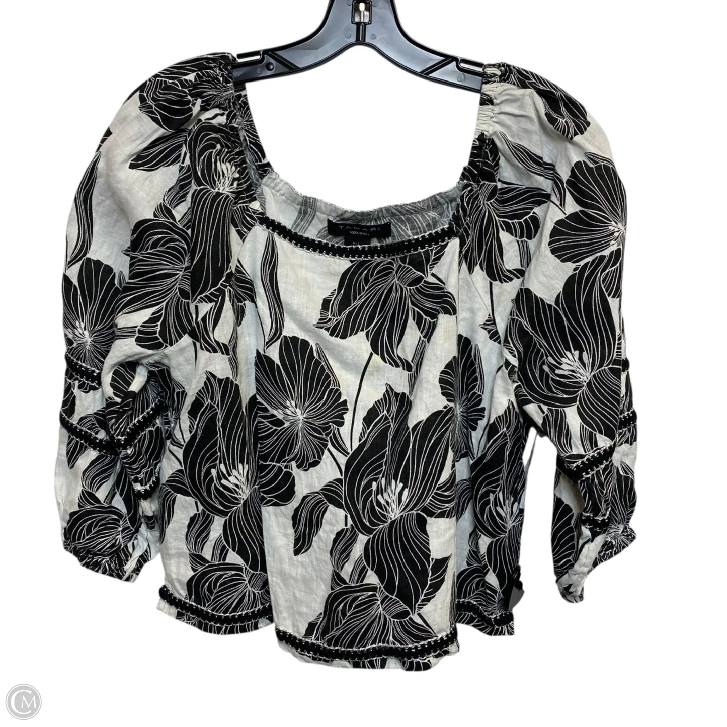 Top 3/4 Sleeve By Tahari In Black & White, Size: S