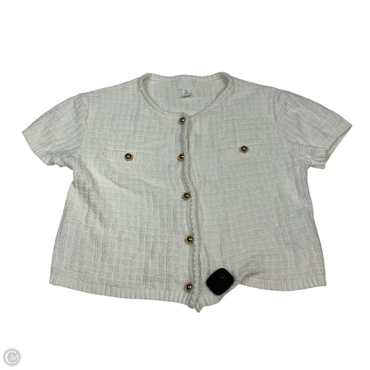Sweater Cardigan By H&m In Cream, Size: Xl