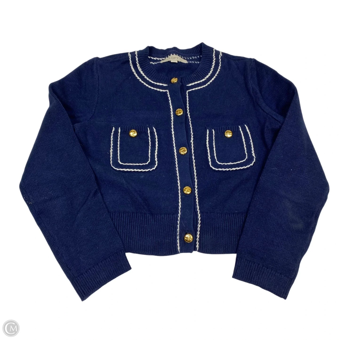 Sweater Cardigan By Loft In Blue, Size: M