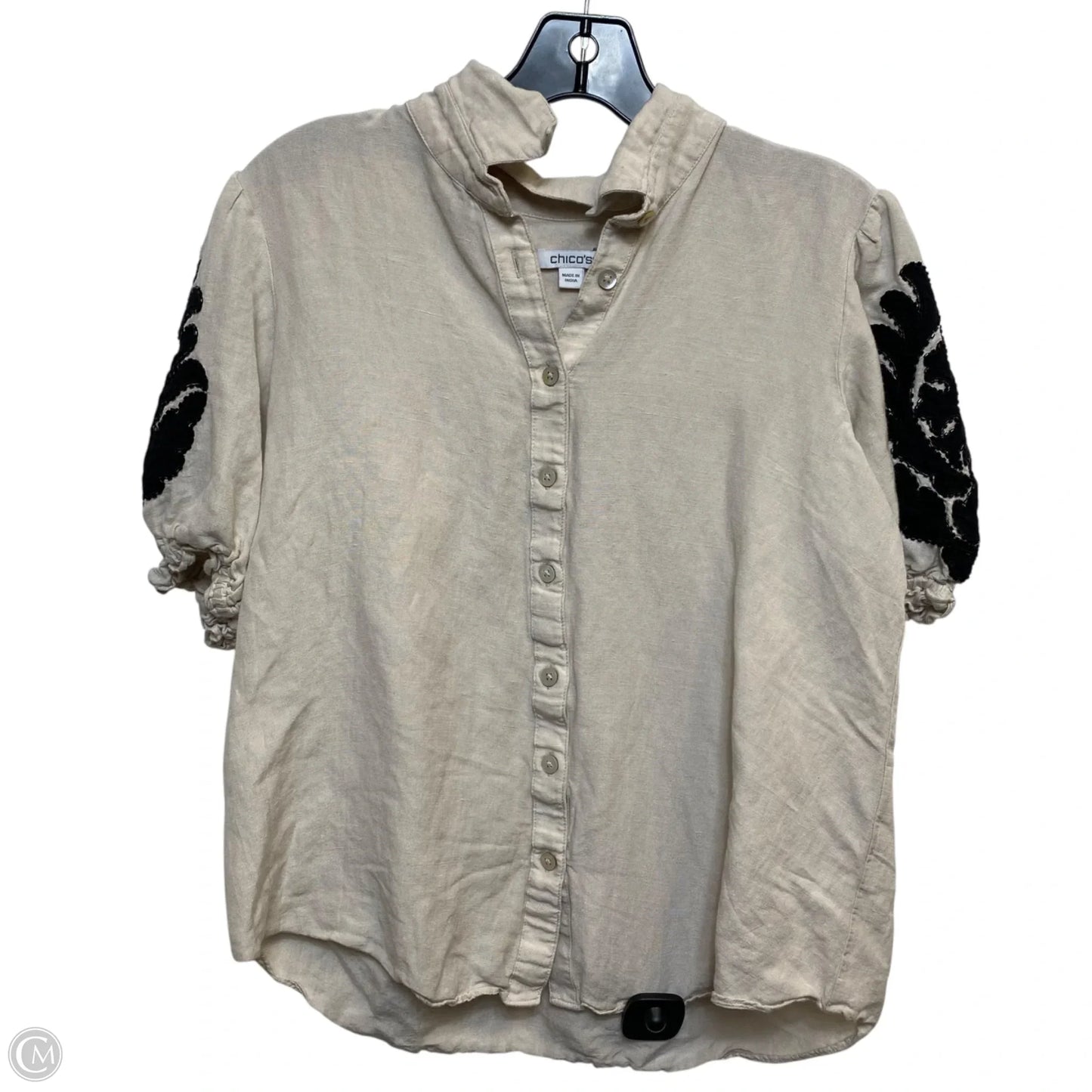 Top Short Sleeve By Chicos In Cream, Size: M