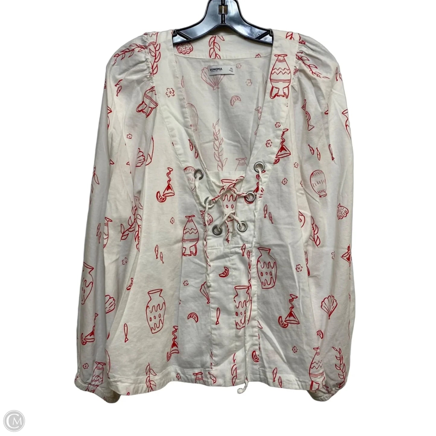 Top Long Sleeve By Sonoma In Cream, Size: Xl