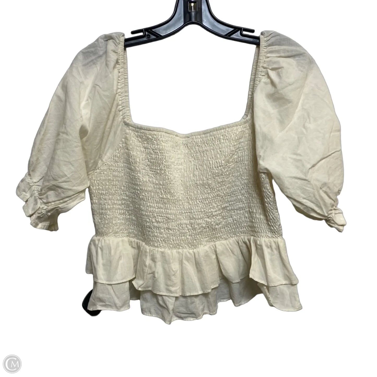 Top Short Sleeve By Jacquire the Label In Cream, Size: L