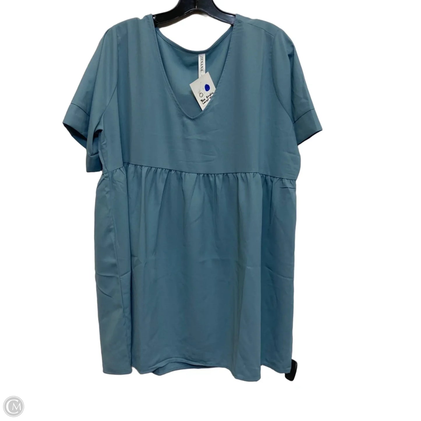 Top Short Sleeve By Zenana In Blue, Size: L
