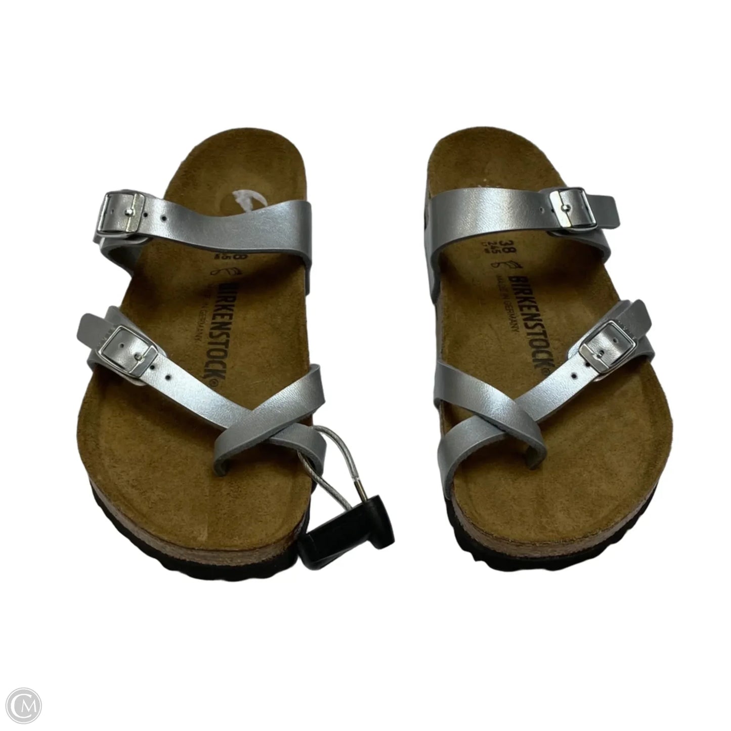 Sandals Flats By Birkenstock In Silver, Size: 7