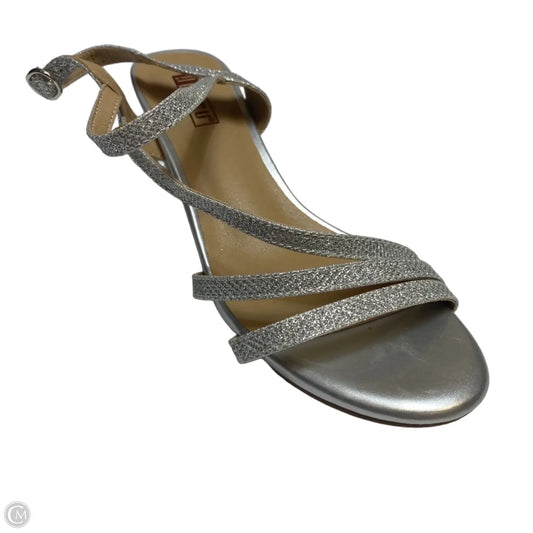 Sandals Heels Kitten By Didifu In Silver, Size: 7
